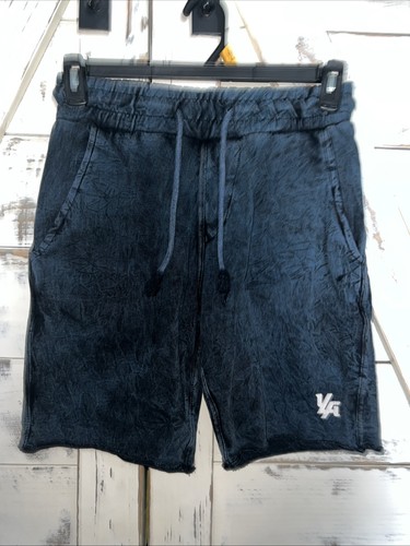 YoungLA Shorts Herren Gr. S blau türkis Acid Wash sportlich Kordelzug Frottee Sweats