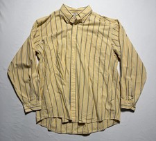 Vintage L.L. Bean XL Regular Yellow Blue Stripe Button Down Shirt Mens Hong Kong