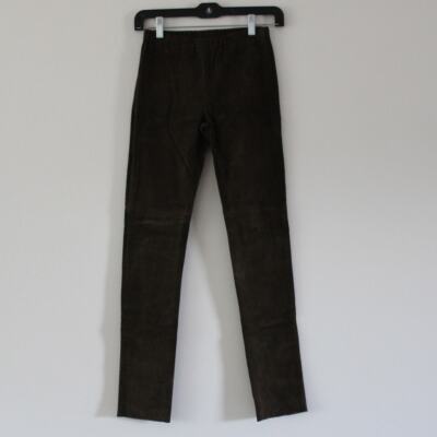 NWT Bonpoint Girls Lambskin Leather Dark Brown Suede Legging Pants 12
