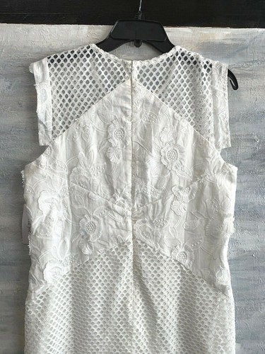 JULIA JORDAN 36385 Crew Neck Sleeveless Illusion Cotton Lace Dress, 12 - White - Picture 3 of 12