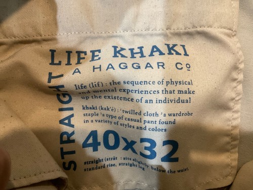 Haggar Life Khaki Mens Pants Size 40W X 32L Light Beige Straight Leg 53 - Picture 8 of 8