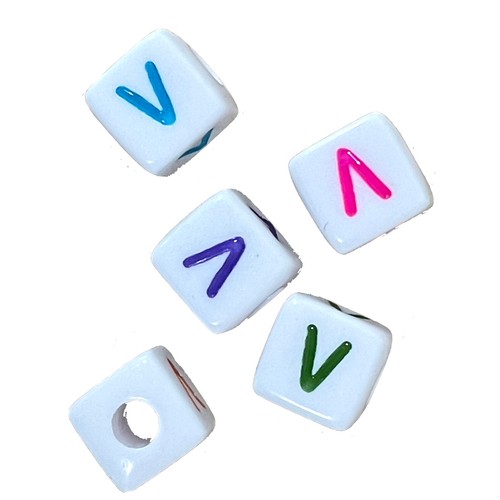 50/100pcs 6mm cube white + colourful single letters acrylic alphabet beads A-Z - Picture 24 of 30