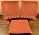 Lot Of 3 Retired World Market 10.75” Rust Orange Square Coupe Dinner Plates