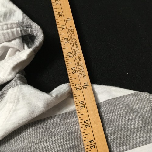 PJ Mark Hoodie 3XL full zip HOODED GRAY WHITE STRIPED LONG SLEEVE - Picture 8 of 9