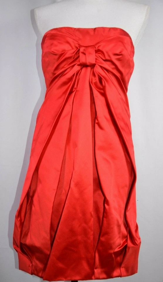 Vestido de cóctel para mujer Prada talla 44 Italia seda rojo sin tirantes fluido formal 8 EE. UU. Foto 2 de 4