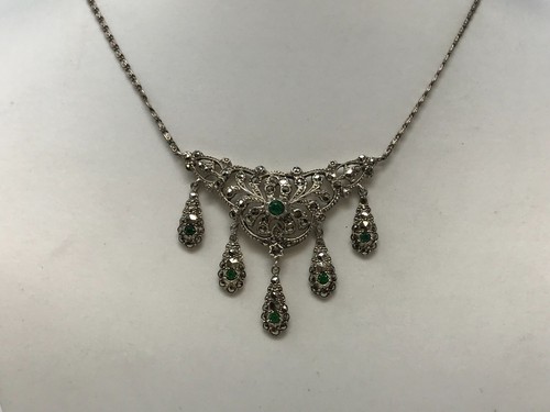 Vintage 800 Silber Markasiten Kette Anhänger - Bild 1 von 3