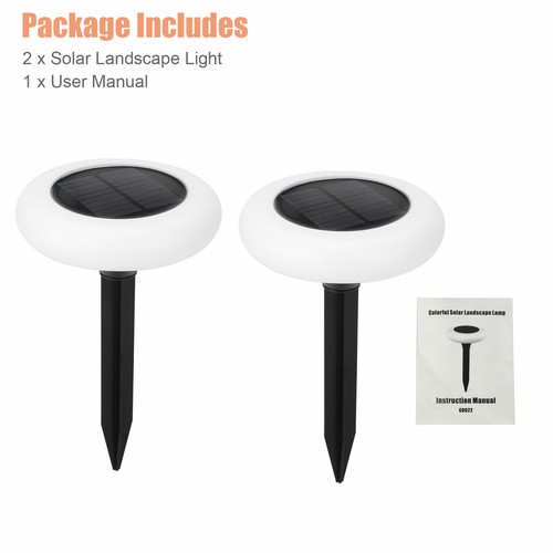2pcs LED Solar Pathway Light, Outdoor Garden Lawn, Color Changing Landscape Lamp - Picture 9 of 9