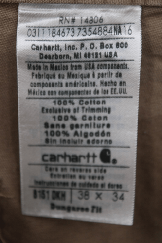 Carhartt Tan Khaki Original Loose Fit Cargo Pants | Size: 38x34 B151 DKH   EUC - Picture 5 of 5