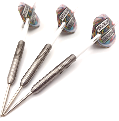 29g Heavy 90% Tungsten Darts Barrels, Stems + Pentathlon Retro Spiral Flights