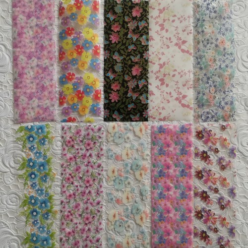 10 x HEAVEN FLOWERS Nail Art Foils Nail Transfer Foil Wrap Decal Glitter Sticker - Picture 7 of 12