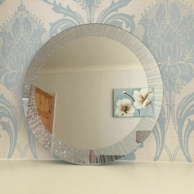 SILBER GLITZER GLITZER SPIEGEL 50 CM RUND silber sunburst Dressing WANDSPIEGEL