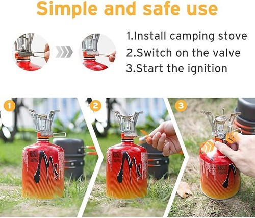 Portable Camping Stoves Backpacking Stove with Piezo Ignition Adjustable - Picture 7 of 8