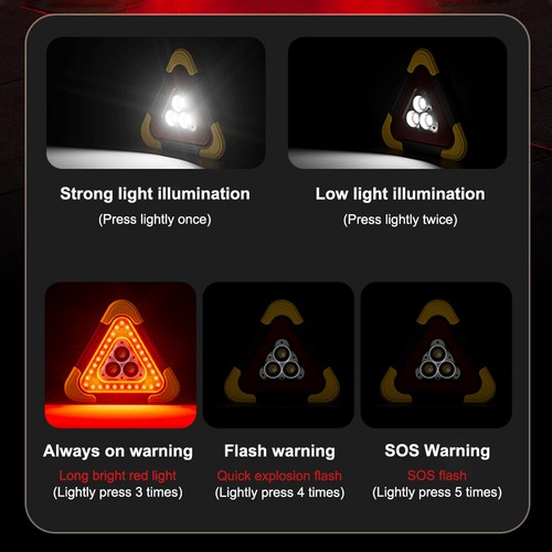 Luces solares triangulares de advertencia de emergencia lado de carretera LED triángulo luz de emergencia - Imagen 9 de 24