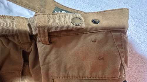 ORVIS men’s tan cargo 44 short pockets flat solid loose zipper side adjusters Ch - Picture 5 of 10