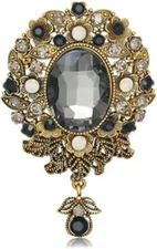 3.5O Huge Big Large Brooch Scarf Hats Decoration Black Broach Pin