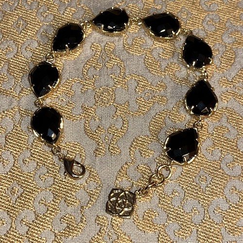 Kendra Scott Brynn Black Onyx Yellow Gold Plated Teardrop Bracelet - Picture 2 of 16