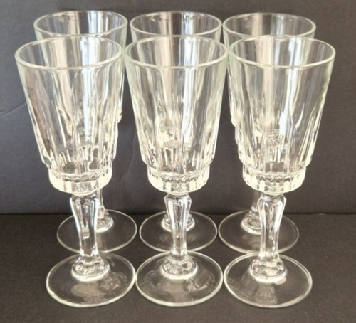 Wine Glasses Set VTG Luminarc Victoria 6pc French Retro 60s 70s Stemware Clear - Picture 3 of 9