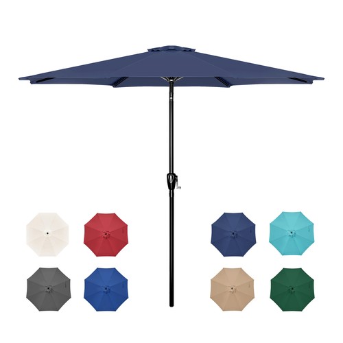 7.5 / 9ft Patio Outdoor Market Table Umbrella with Button Tilt & 6/8 Sturdy Ribs - Picture 12 of 62