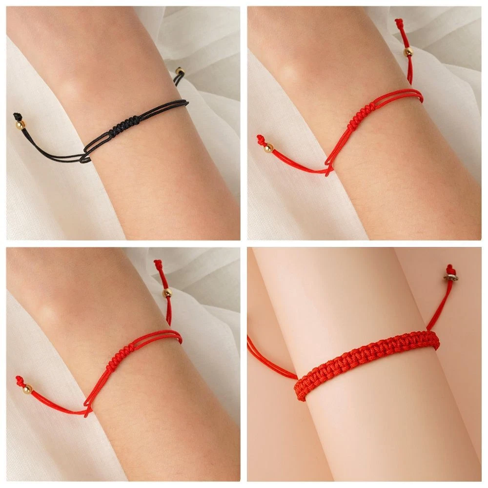 With Adjustable Clasp Tibetan Red String Bracelet Red Rope 7 Knots Weave  Bangle