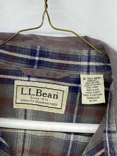 Camisa chaqueta abrigo de granero vintage LL Bean para hombre talla XL alta forrada a cuadros - Imagen 2 de 7