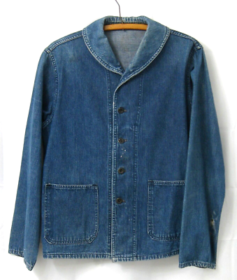 40s Navy Denim Jacket Jean Shawl Collar Size 42 Vtg | eBay