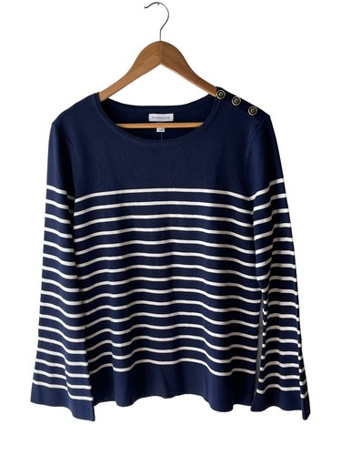 Charter Club Size XL Coastal Grandmother Striped Flare Sleeve Sweater - New - Picture 1 of 9