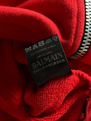 Balmain Paris Red Black Sleeveless Zipped-Up Embroidered Hoodie Vest Eagle Sz L - Picture 6 of 19