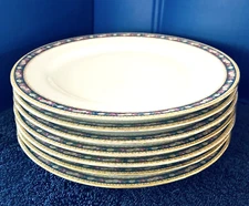 ANTIQUE JPL LIMOGES 7 Dinner Plates Art Nouveau Floral Design w/Gilding 9-3/4"