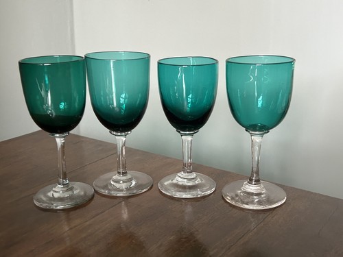 6x ANTICHI BICCHIERI DA SHERRY DA VINO VERDE VETRO Bristol 13/12,5cm - Foto 10 di 23