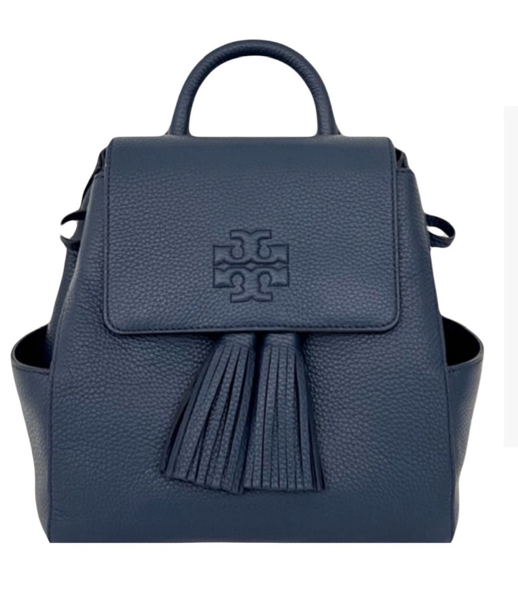 ?Tory Burch Thea Leather Tassel-Accent Backpack in Royal Navy? ?Tory Burch Thea Leather Tassel-Accent Backpack in Royal  main image 2