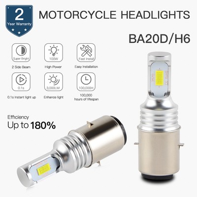 For Vespa ET2 ET4 2001 2002 2003 2004 2005 LED Headlight 2x Bulbs White 2000LM
