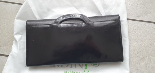 Borsa a Mano in Pelle Nuova Vintage Anni '60 π Classica Nera manico retraibile - Foto 3 di 11