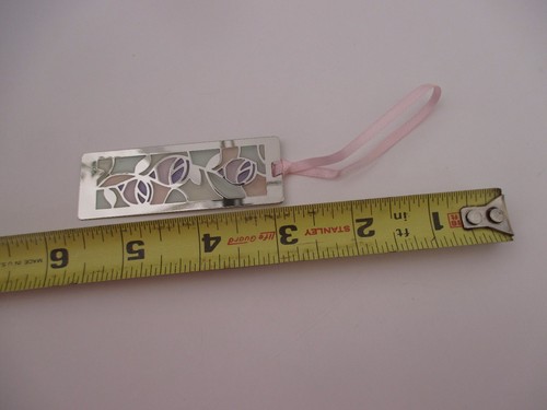 F2 f purple rosebud HEARTS & FLOWERS LOVE BOOKMARK ORNAMENT stained glass look - Picture 3 of 3