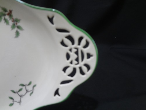 Spode China Christmas Tree Green Edge - 15" Oval Pierced Serving Platter MIE - Picture 5 of 8
