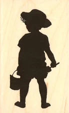 BEACH BOY SILHOUETTE Wood Mounted Rubber Stamp IMPRESSION OBSESSION D13547 New