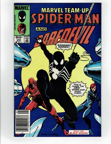 MARVEL TEAM UP 141 (1984): 1st Black Costume - Daredevil Black Wid - VF/NM Venom - 第 1/2 張圖片