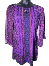 Grayson Purple Size Medium Dress Sheer Trumpet Sleeves Bejeweled Neck Goth Fairy