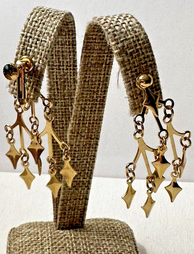 ENSEMBLE de boucles d'oreilles collier bib articulé vintage neuf Vendome ton orné orné - Photo 4/23