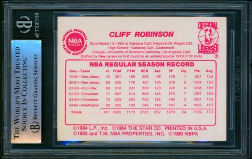 1985-86 Star CLIFF ROBINSON signierte Karte #114 mit Platten Auto Washington Bullets BAS - Bild 2 von 2