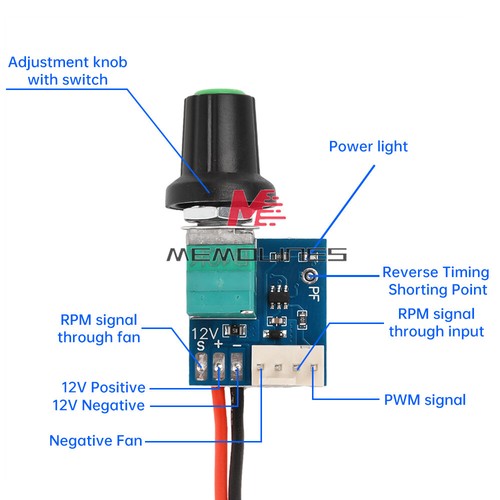 Controlador de velocidad del ventilador DC5-12V 4 hilos PWM con interruptor chasis control de velocidad del ventilador - Imagen 3 de 28