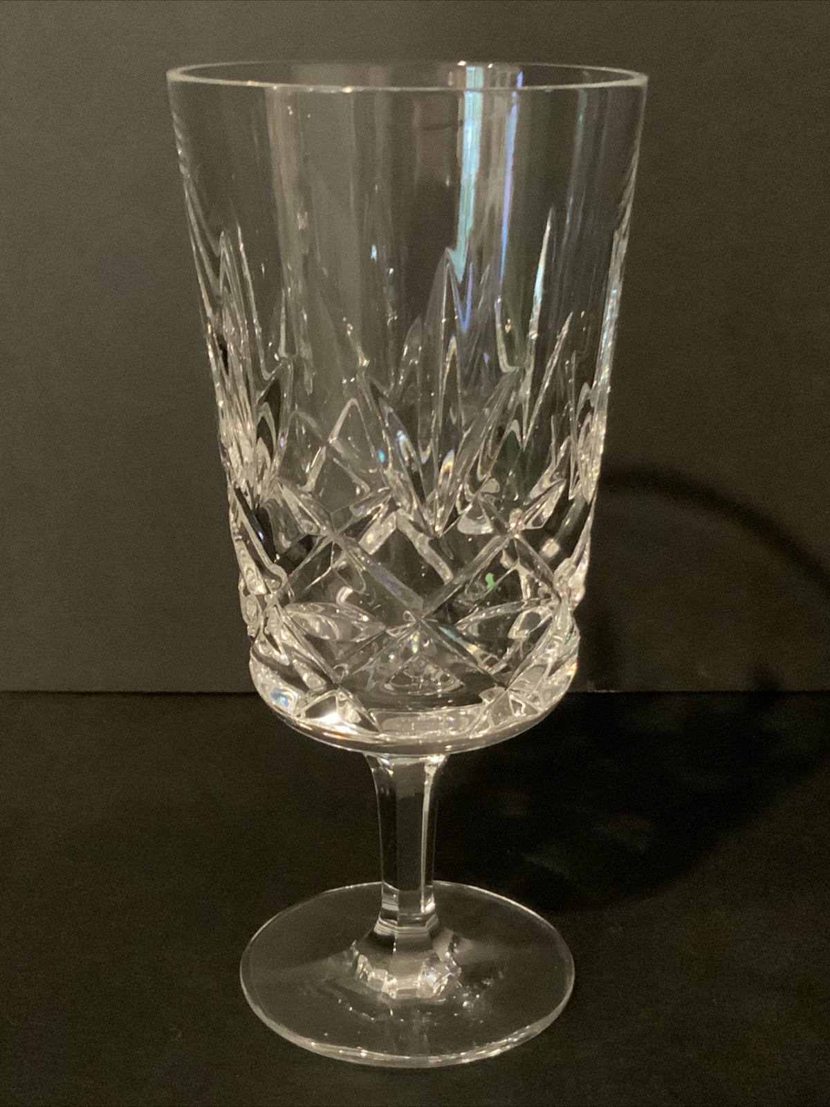 Gorham Crystal Ice Tea Water Goblet Glass SIGNED Stanford Pattern 7 1/8 in.-image