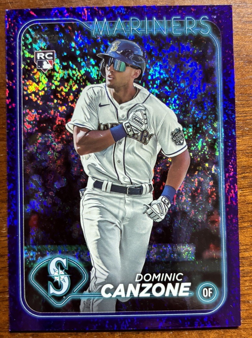 Dominic Canzone RC ROOKIE 2024 Topps Mariners PURPLE SHIMMER REFRACTOR #195 /799