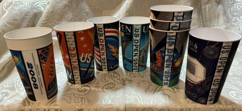 US Open Tennis Cup Plastic Holo Picture NYC sports Souvenir Lot of 8 Cups - Picture 1 of 11