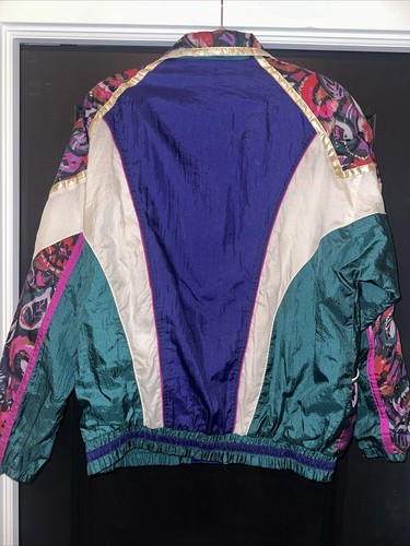 Vintage 90s East West Track Suit White/Teal/Purple/Gold/Floral SZ XL - Picture 2 of 8