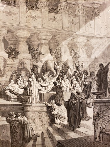 Gustave Doré Engraving Art | Ultra Rare 1st Ed. 1 | Daniel & Writing on the Wall - Picture 2 of 11