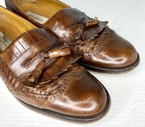 Mezlan Alicante Brown Leather Tassel Shoes Wingtip Kiltie Loafers Spain Mens 13 - Picture 2 of 11