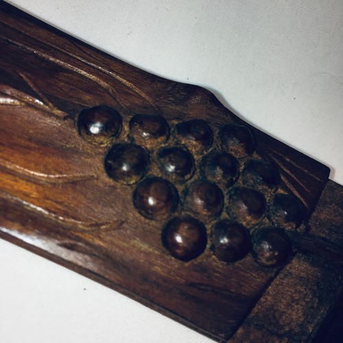 VINTAGE HAND MADE CARVED OLIVE TREE WOOD GRAPES GRAPEVINE SPOON 60s Kitchen - Picture 9 of 12
