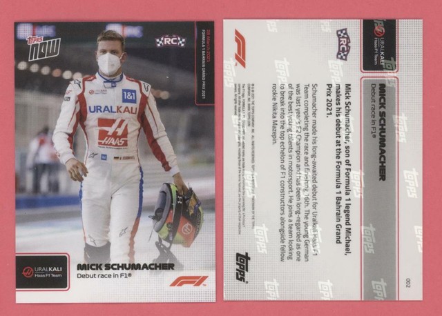 Mick Schumacher 2021 Topps Now Formula One F1 Rookie Card #2 "DEBUT RACE IN F1"