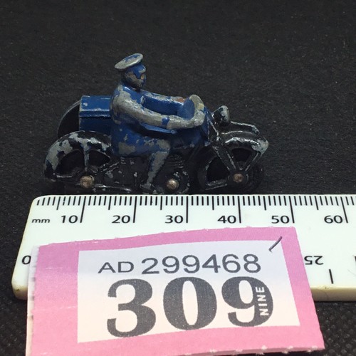 Sidecar Dinky Toys, motocicleta, piloto y sidecar (rosa'309) falta su rueda - Imagen 6 de 6