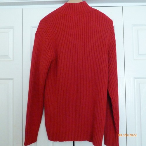 men's Lands End half zip rib knit mock cotton sweater red color L nwots - Picture 2 of 3